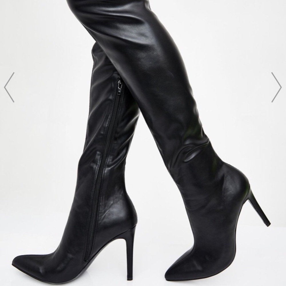 Dollskill black thigh high boots, size 8.